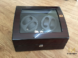 Hộp Đồng Hồ Xoay Automatic Vân Gỗ Đen 4+6