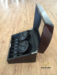 Hộp Đồng Hồ Xoay Automatic Vân Gỗ Đen 4+6