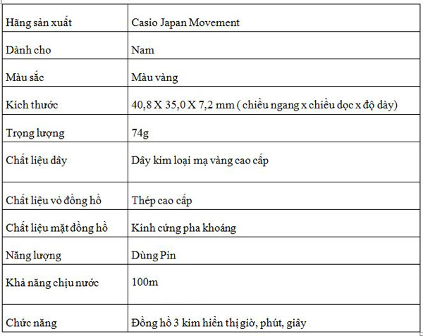 Đồng Hồ Nam cao cấp Casio Full Gold - Doanh Nhân